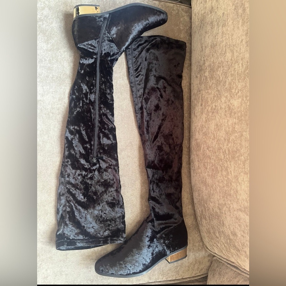 Black Velvet Over-the-Knee Boots